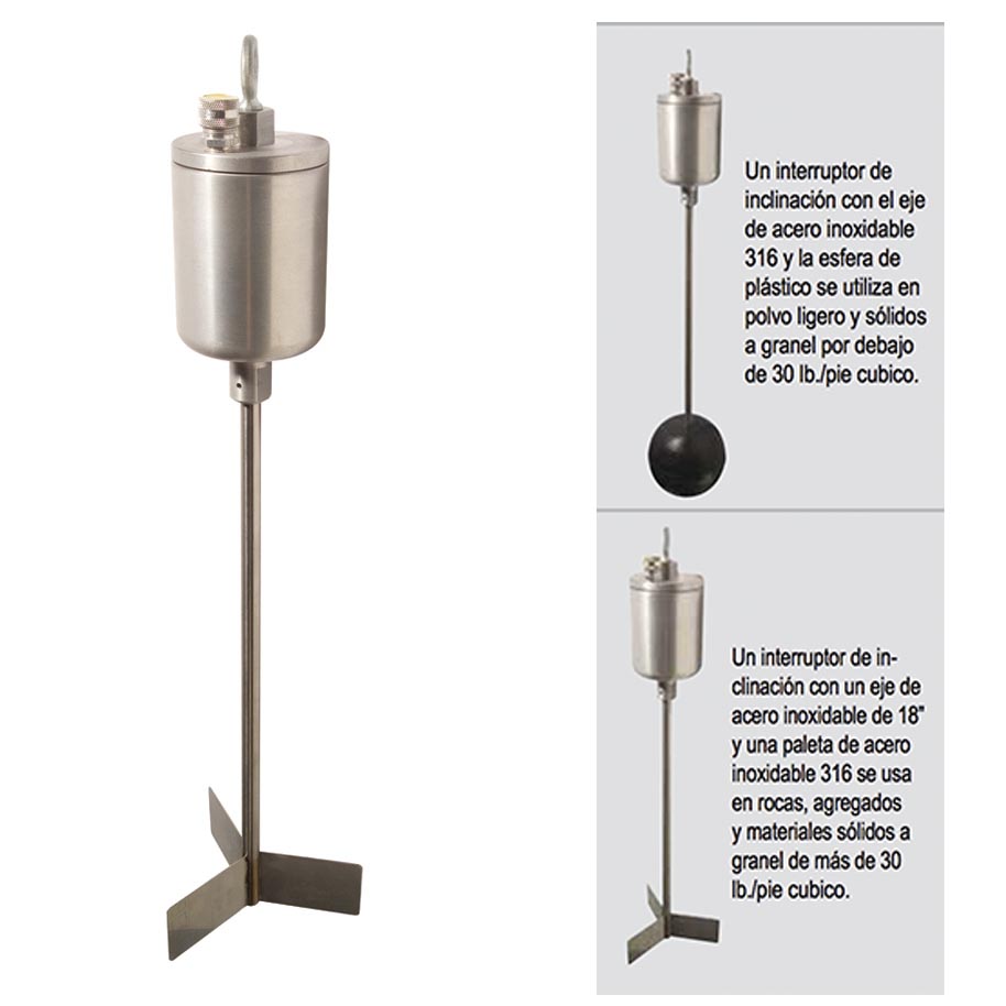 BM T | Interruptor de inclinación para detección de altos niveles de materiales grandes y pesados