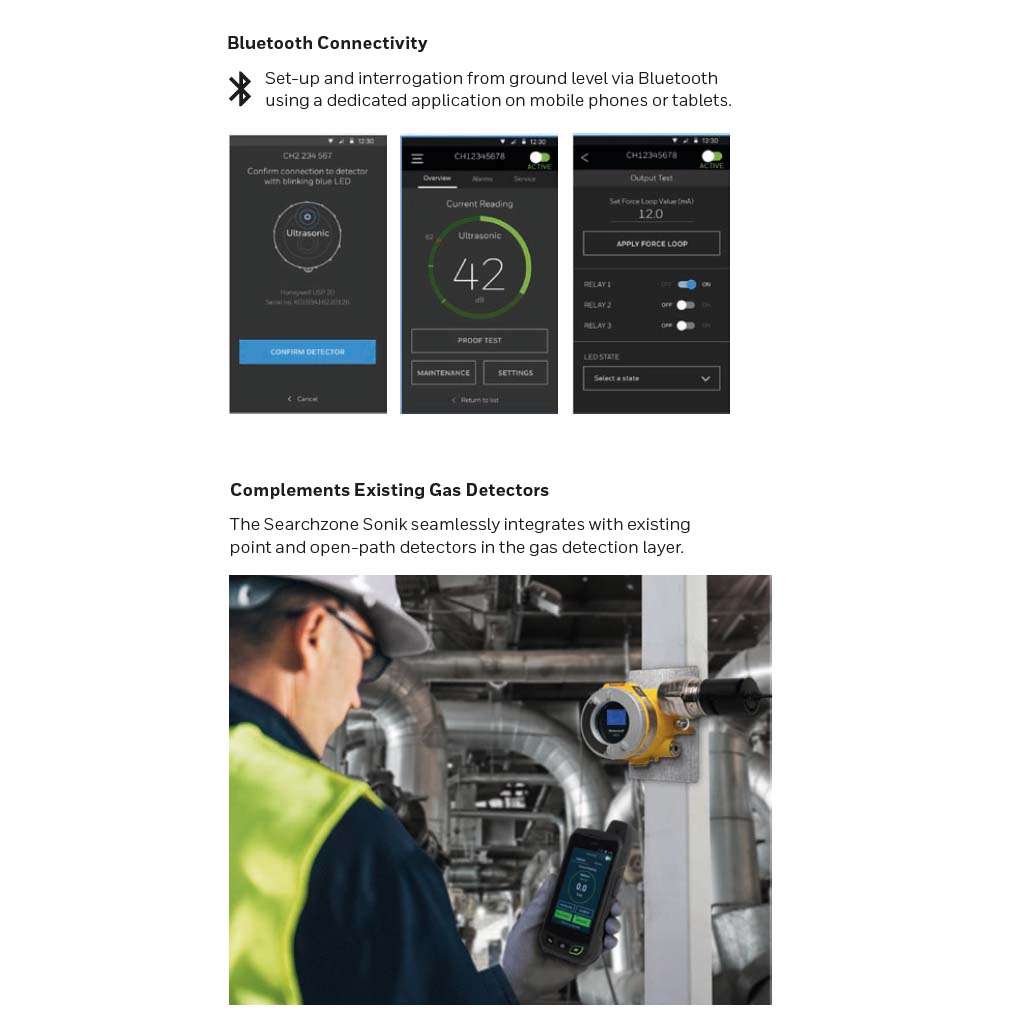 Detector ultrasónico para pérdidas de gas en sistemas industriales  | Searchzone Sonik | Honeywell